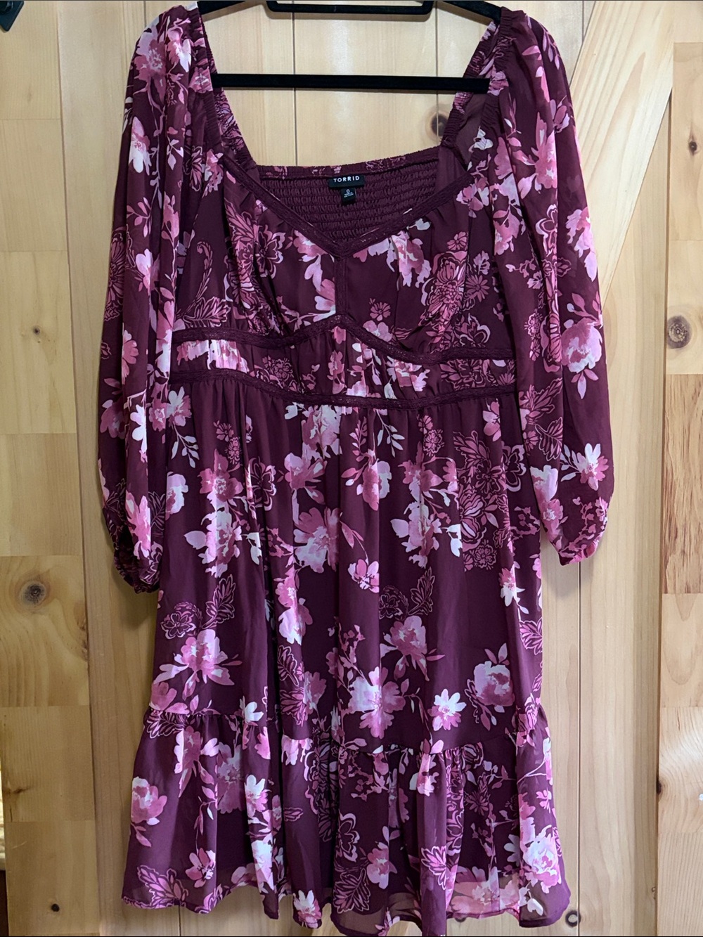 torrid plum floral empire waist mini dress